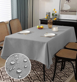 Grey PEVA Vinyl Tablecloth With Flannel Backing Table Cover