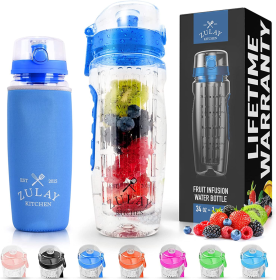 Portable Water Bottle with Fruit Infuser (Color: BL)